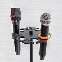 Support de microphone avec plateau de support de rangement multifonctionnel Rack filaire et sans fil antichoc Clip de microphone à main en plastique