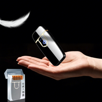 Briquet en métal ultra-fin sensible au toucher, rechargeable par USB, avec allumage double face, vente en gros