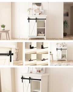 Kit de Herrajes para Puerta Corredera Tipo Granero, Riel de Acero al Carbono Negro para Puertas Simples/Dobles, <span class=keywords><strong>Cocina</strong></span>/TV/Armario - Product Image 5