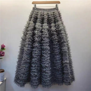 2025 automne hiver nouveau Design multicouche en mousseline de soie a-ligne gâteau jupe demi-longueur jupes décontractées pour les femmes - Product Image 6