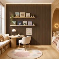Panel de Pared WPC de Madera de Grano Fino y Recto MW015, Tono Marrón Cálido, Revestimiento de Pared Interior Impermeable e Ignífugo