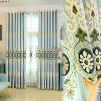 Rideau en velours chenille brodé, occultant, pour salon, chambre à coucher, décoration de luxe