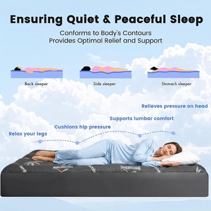 Surmatelas ultra doux pour hôtel, certifié OEKO-TEX, matelassé, respirant, rafraîchissant, avec jupe élastique, taille personnalisée, noir - Product Image 3
