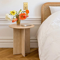 Petite table de chevet moderne de luxe en marbre naturel avec design anti-basculement, mobile pour chambre et salon