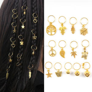 Nouveau <span class=keywords><strong>Viking</strong></span> doré Dreadlocks perles Boho tresse perles décorations bijoux feuille cheveux anneaux bricolage cheveux accessoires - Product Image 1