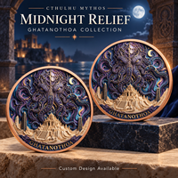 Pièce de collection en cuivre pur 999 de 1 oz, motif Cthulhu, haute relief, couleur UV, électroplaquée, imprimée en typographie, pièce de monnaie fantaisie en métal