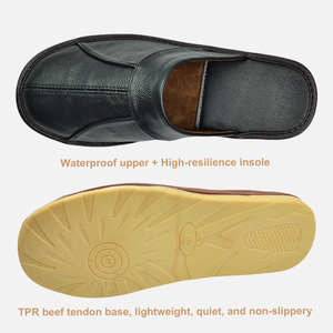 Pantuflas <span class=keywords><strong>de</strong></span> Cuero Vacuno Genuino <span class=keywords><strong>para</strong></span> <span class=keywords><strong>Hombre</strong></span>, Transpirables, <span class=keywords><strong>de</strong></span> Cuero Suave, con Suela Lisa, <span class=keywords><strong>Zapatos</strong></span> Planos <span class=keywords><strong>para</strong></span> Dormitorio, Pantuflas <span class=keywords><strong>para</strong></span> Interiores y Exteriores - Product Image 2