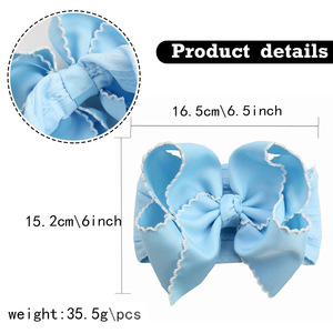 Serre-tête en ruban gros-grain Moonstitch de qualité supérieure pour nouveau-né avec grand nœud, accessoires pour cheveux monogrammés en gros - Product Image 3