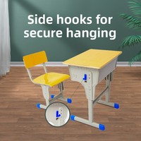 Ensemble bureau et chaise pour étudiant avec dossier ondulé, réglable en hauteur, vert, pour salle de classe, table d'étude ergonomique avec boîte à livres