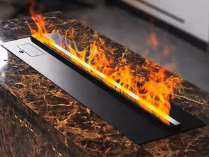 Cheminée électrique à vapeur de flamme d'eau LED de 50 pouces, flamme tactile, support <span class=keywords><strong>TV</strong></span>, acier inoxydable, réaliste pour la maison - Product Image 2