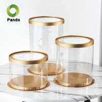 Boîtes à gâteaux en plastique transparentes écologiques blanches/noires/roses/bleues/dorées de 10 pouces en vrac