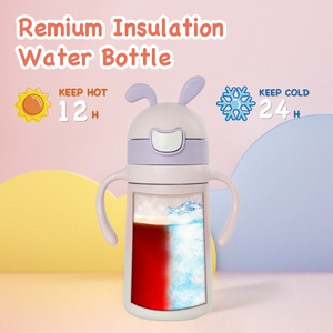 กระติกน้ำเด็กปลอดสาร BPA พร้อมหูจับถอดได้ เปิดง่ายด้วยคลิกเดียว หลอดซิลิโคน แก้วน้ำเก็บความร้อนสองชั้นสุญญากาศ - Product Image 5