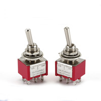 Interrupteur à bascule à 6 broches FS-120 6A rouge avec fonction ON-OFF-ON intelligente