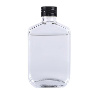 Bouteille en verre transparente plate de 100 ml la plus vendue avec bouchon à vis métallique pour boissons, vin, café, <span class=keywords><strong>tequila</strong></span> - Product Image 1