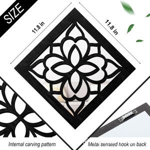 Wooden carved decorative picture <b>frame</b>, suitable for living room and bedroom background <b>wall</b> decoration, 11.8-inch - Product Image 4