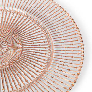 Plaque de <span class=keywords><strong>verre</strong></span> ronde de 13 pouces avec motif à rayures dorées Décoration d'hôtel de fête de mariage de luxe <span class=keywords><strong>en</strong></span> <span class=keywords><strong>verre</strong></span> bon marché clair - Product Image 2