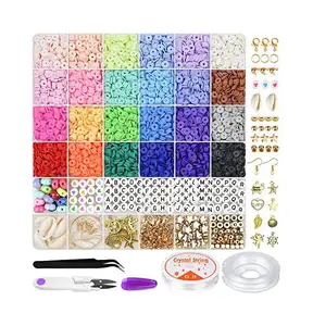 6000pcs 24 màu sắc Polymer đất sét hạt Spacer heishi hạt với mặt dây chuyền đồ trang trí đồ trang sức làm Kit