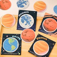 Bloc-notes adhésifs Creative Planet, forme Terre et Lune, mignon, thème spatial et galaxie, papier à messages détachable, fournitures de bureau et scolaires