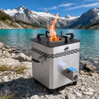 Poêle à bois durable avec soufflerie intégrée, revêtement en acier soudé, combustion propre sans fumée pour la cuisson en extérieur et le patio