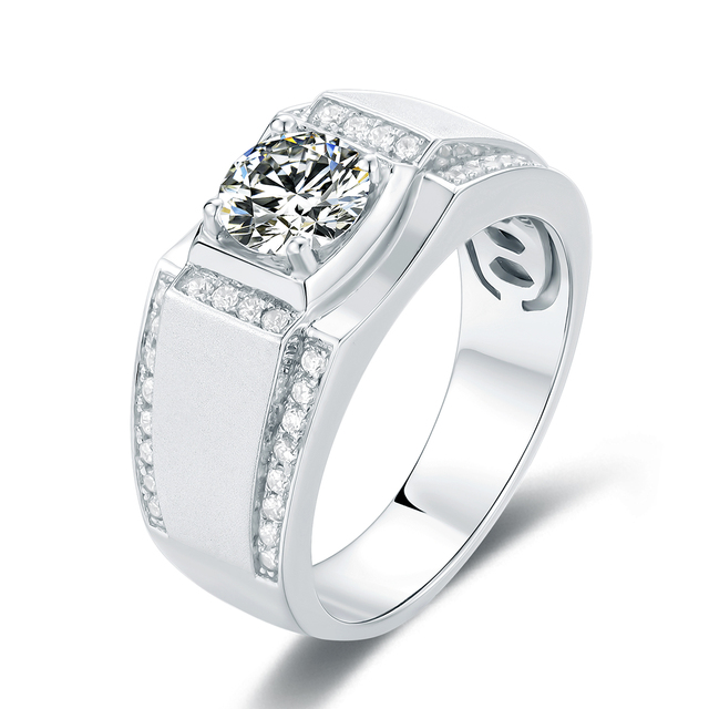 Tiktok Hot Selling Hiphop Rock Turkish Wedding Rhodium Plated 925 Silver Moissanite Rings for Men