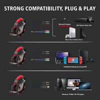 Casque de jeu KOTION EACH G2000 rouge, écouteurs gamer, basses HD stéréo, casque de jeu pour PS5