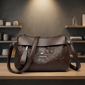 Bolso de Hombro de Piel Sintética para Mujer GELANDSROO, Diseño de Trébol, Cierre de Cremallera, Correa Única, Antirrobo, para Uso Diario y Viajes - Product Image 3
