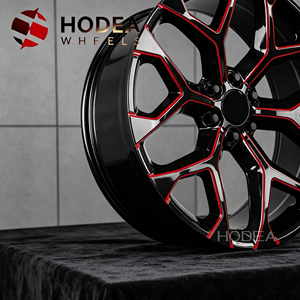 Jantes en alliage noir brillant avec accent rouge de 15 à 24 pouces, 5/6 trous, jantes sport pour pick-up/SUV/camion, jantes personnalisées de rechange - Product Image 2