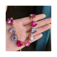 Nueva moda de lujo colorido gran corazón diamante encanto collar 18K chapado en oro cadena gargantilla collares joyería collar mujeres