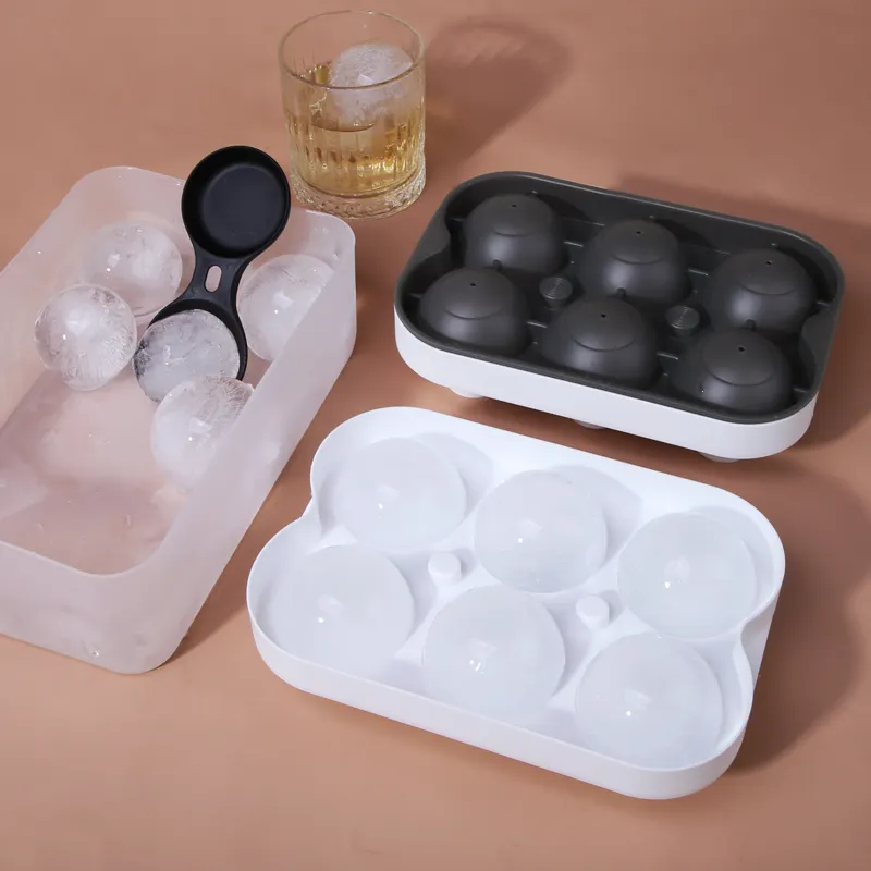 Vendita calda rotondo vassoio per cubetti di ghiaccio stampo con coperchio sfera di ghiaccio Maker contenitore stampo