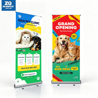 Bannière enroulable personnalisée en aluminium argenté avec cadre rétractable, portable pour la promotion d'événements et la publicité