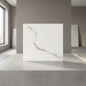 Carreaux de porcelaine brillants effet marbre italien Carrara 600x600mm, collection moderne pour sols intérieurs - Product Image 1