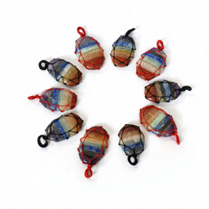 Colgante Ovalado Hecho a Mano con 7 Chakras y Piedras Preciosas, Envuelto en Alambre, Arte Metafísico Feng Shui, Artículo Coleccionable, Artesanía de Gujarat, Gemas de Ágata JILANI - Product Image 1