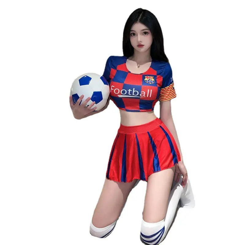 Seksi amigo kadın spor forması kostüm grubu aerobik performans sahne futbol kostümleri
