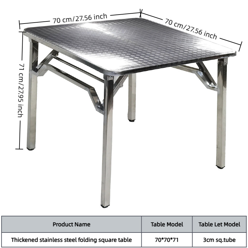 Table carrée épaisse 707071cm - tube 30