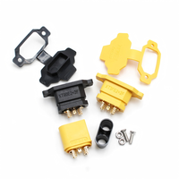 Conector Amass XT90E-F XT90E-M XT90E(2+2)-F para Montaje en Pared o Panel, Negro, IP40, Latón Chapado en Oro, 45A DC500V