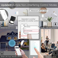 Interrupteur mural tactile intelligent Tuya Wifi, commande à distance par application, panneau en verre, pas de concentrateur requis, norme américaine, interrupteur intelligent 2 gang