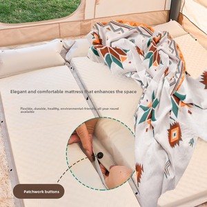 Matelas <span class=keywords><strong>Gonflable</strong></span> Automatique en PVC Floqué pour Tente, Tapis de Couchage de Camping avec Oreiller, <span class=keywords><strong>Coussin</strong></span> d'Air de Voiture à Assemblage Libre - Product Image 2