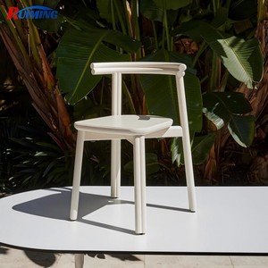 Muebles de comedor de jardín <span class=keywords><strong>Silla</strong></span> de aluminio para exteriores Respaldo de <span class=keywords><strong>media</strong></span> <span class=keywords><strong>luna</strong></span> para todo clima Sillas apilables para cafetería Restaurante Patio - Product Image 5