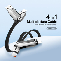 LDNIO LC25 1,2 m Cable de carga súper rápida múltiple 4 en 1 Cable de datos múltiples 100W Tipo-C Cable de datos de carga rápida para teléfono móvil