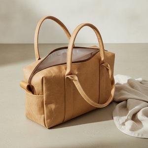 Sac de courses isotherme en papier kraft lavable, doublure TPU, aspect cuir, vegan, logo personnalisé, sac de supermarché - Product Image 4