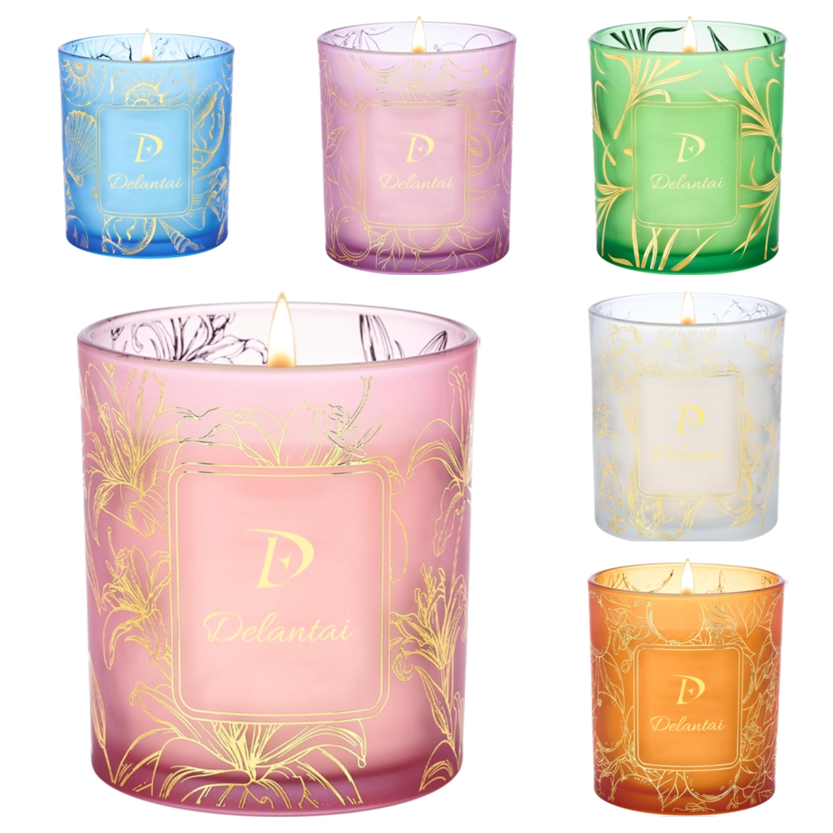 Bougies parfumées de luxe en verre avec feuille d'or