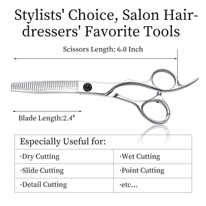 กรรไกรตัดผมมืออาชีพสำหรับช่างตัดผม ชุดกรรไกรซอยผมสำหรับร้านเสริมสวย ผลิตภัณฑ์ความงามสำหรับผู้หญิง กรรไกรสแตนเลสทรงตรงคมกริบ - Product Image 5