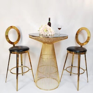 Hiện đại cao-bar Cocktail bảng Tempered Glass Top nhà máy sản xuất dây kim loại thanh phân cho nhà ngoài trời khách sạn thương mại trung tâm mua sắm - Product Image 3