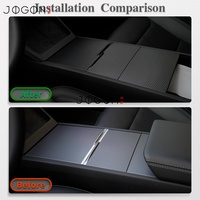Boîte de rangement de la console centrale en fibre de carbone véritable, garniture de panneau pour Tesla Model 3 Highland 2024 2025, accessoires intérieurs, 3 pièces