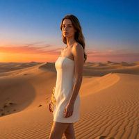 Robe mini sans bretelles en satin tissé uni, lavable, taille naturelle, pour femme, idéale pour les fêtes printemps-été