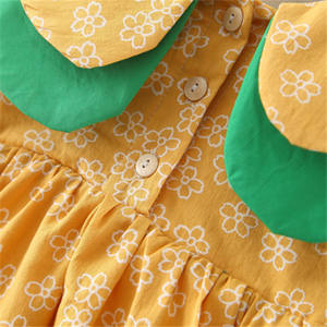 Aliexpress UK Meilleur Prix Nouvelle Robe Fille Jaune Premium à Motifs Floraux Style Coréen Vente en Gros Direct Usine - Product Image 4