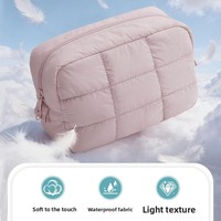 Trousse de Maquillage Matelassée en Nylon Doux avec Fermeture Éclair, Pochette Cosmétique Portable à Motif Bonbons, Mignonne pour Voyage et Organisation