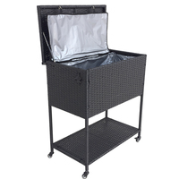 Chariot isotherme en rotin personnalisé pour l'extérieur, chariot à roulettes pour boissons glacées, chariot isotherme imperméable pour les fêtes de jardin