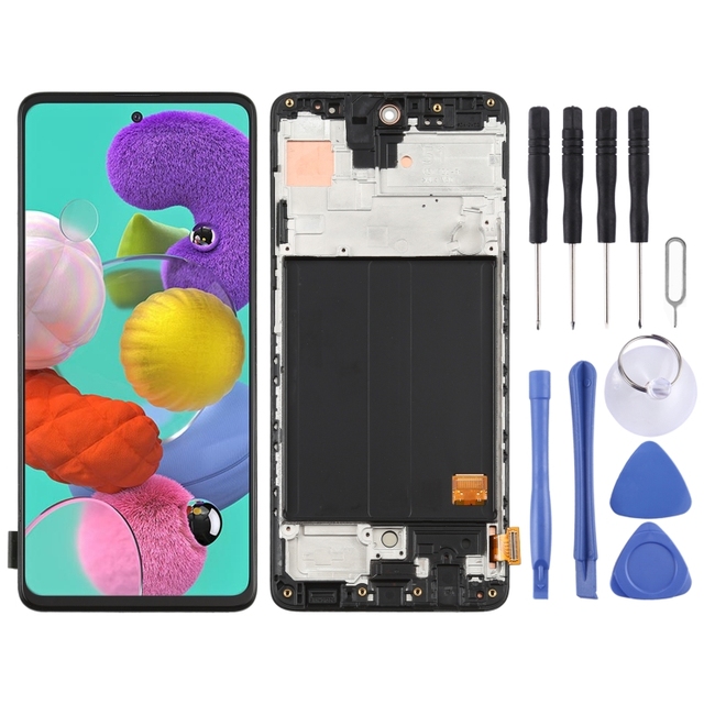 Original Super AMOLED LCD Screen for Galaxy A51 4G Digitizer Full Assembly with Frame Mobile Phone Lcd