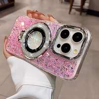 Coques de téléphone Bling pour iPhone 17 16 15 14 13 Pro Max – Étui brillant avec béquille, paillettes plaquées, protection de luxe magnétique